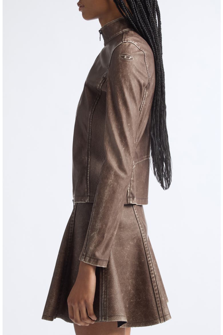 T-Hunder Biker Jacket, Alternate, color, CHOCOLATE
