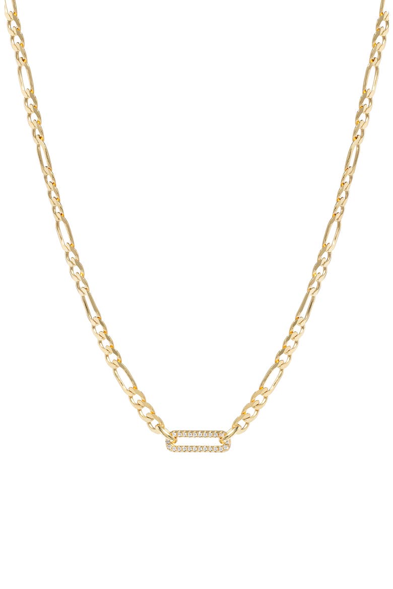 Pavé Figaro Chain Necklace, Main, color, GOLD