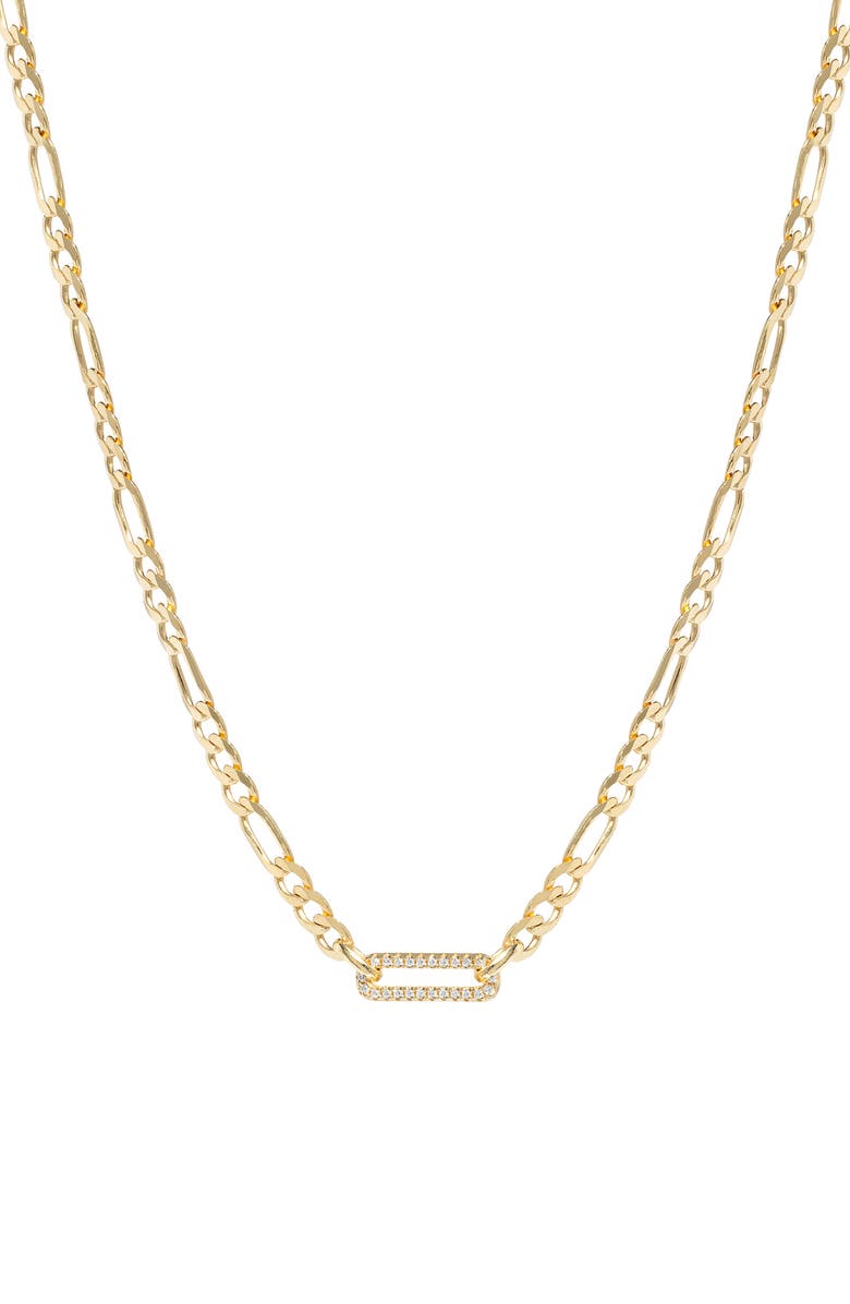 ATHRA LUXE Pavé Figaro Chain Necklace, Main, color, Gold