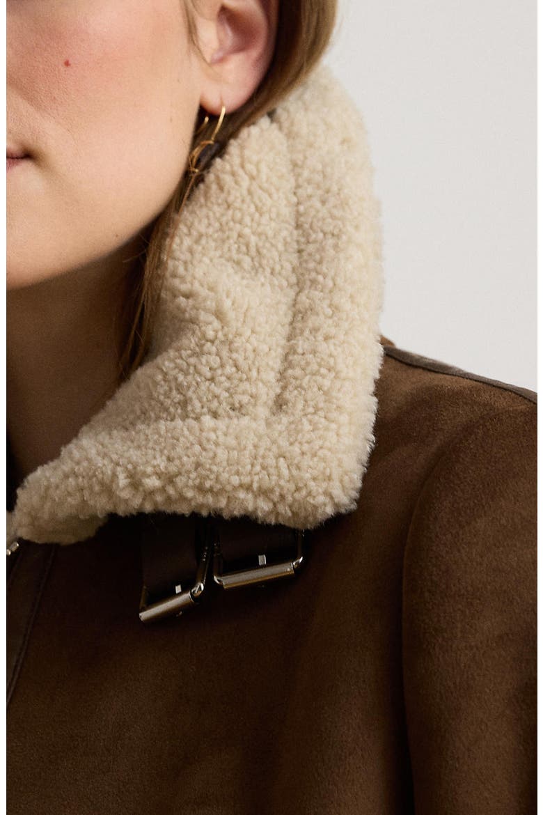 Faux Fur Trim Zip Front Jacket, Alternate, color, TABACCO