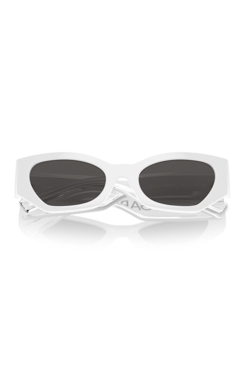 Kids' 48mm Small Cat Eye Sunglasses, Alternate, color, WHITE / DARK GREY