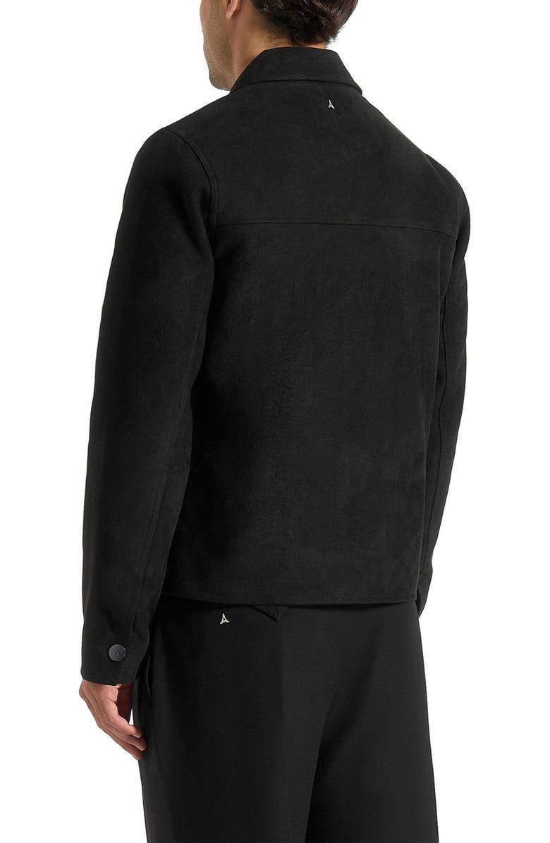 Manière De Voir Michel Suede Jacket With Revere Collar, Alternate, color, Black