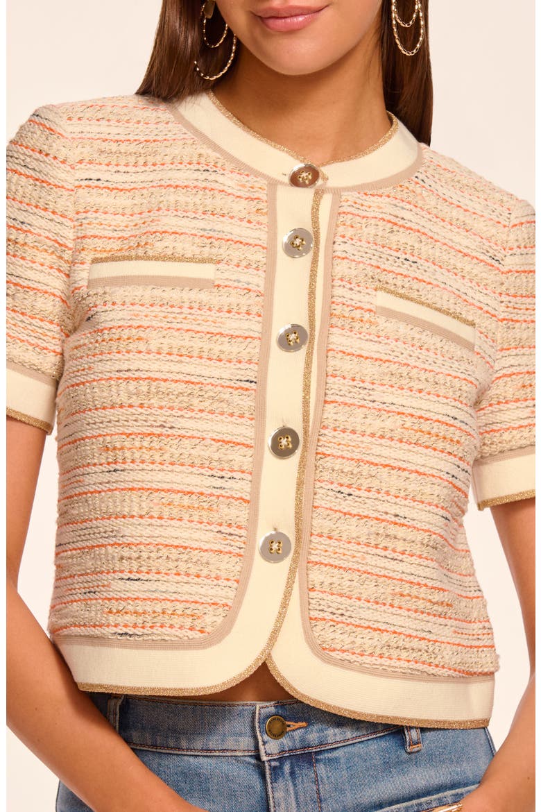 Sterling Tweed Cropped Jacket, Alternate, color, SUNSET ORANGE TWEED