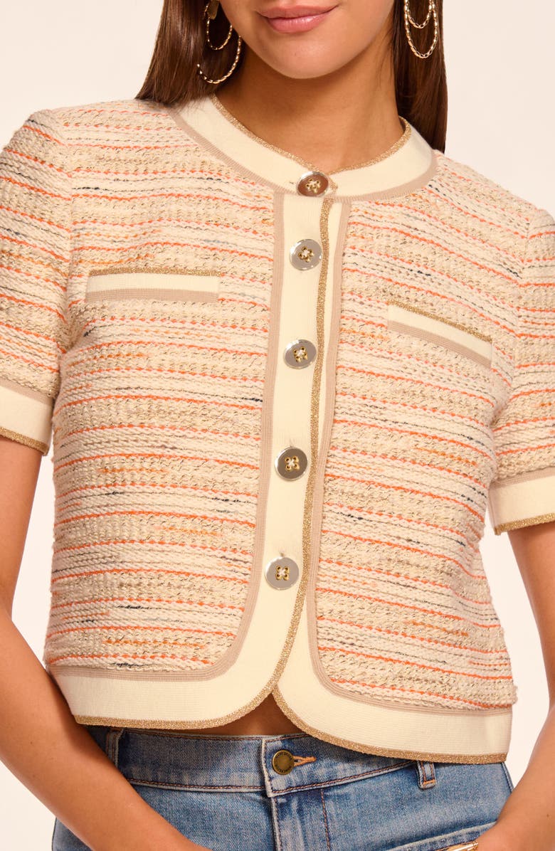 Ramy Brook Sterling Tweed Cropped Jacket, Alternate, color, Sunset Orange Tweed