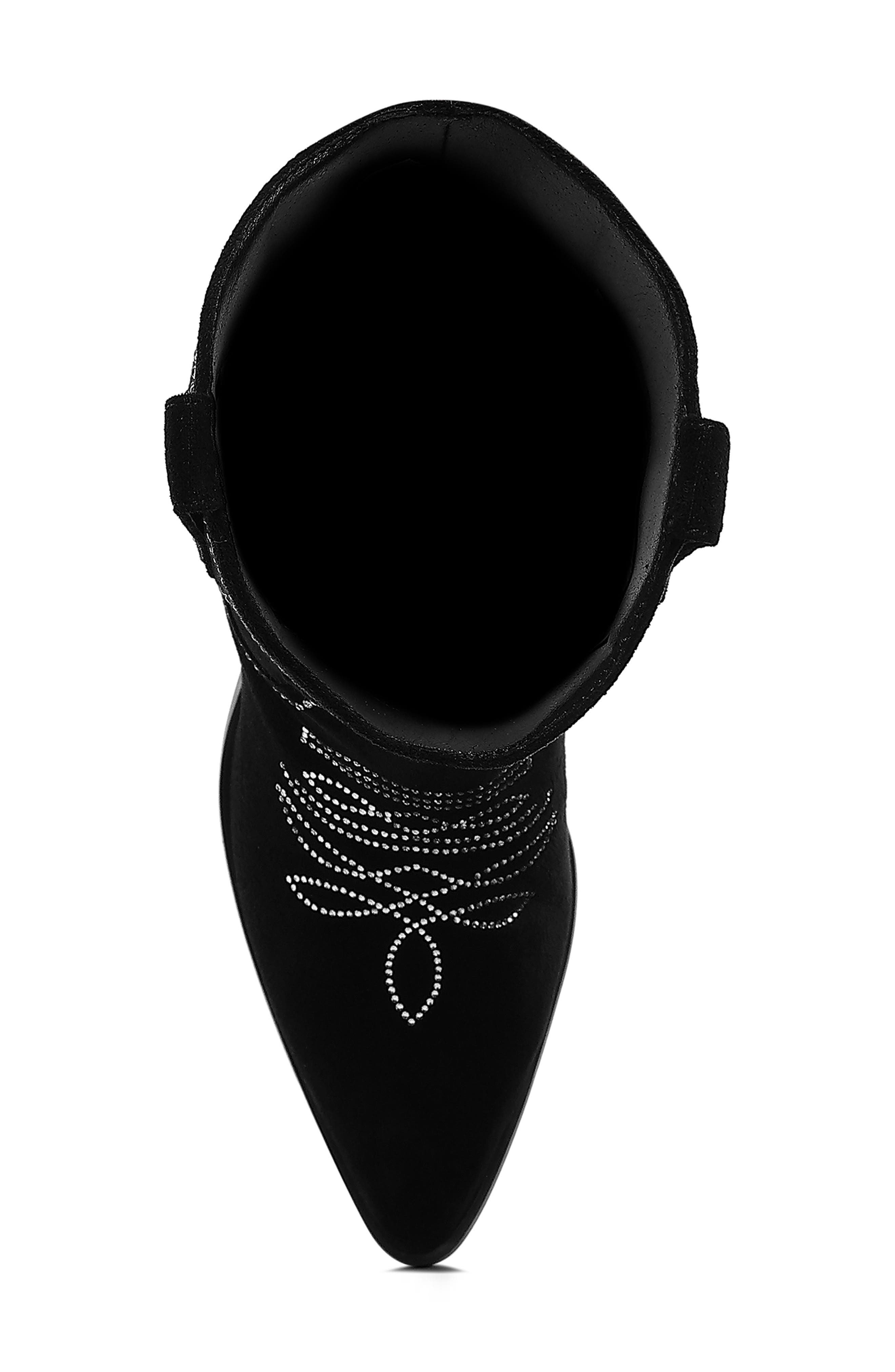 Rag & Co Latafa Rhinestone Western Boot, Alternate, color, Black