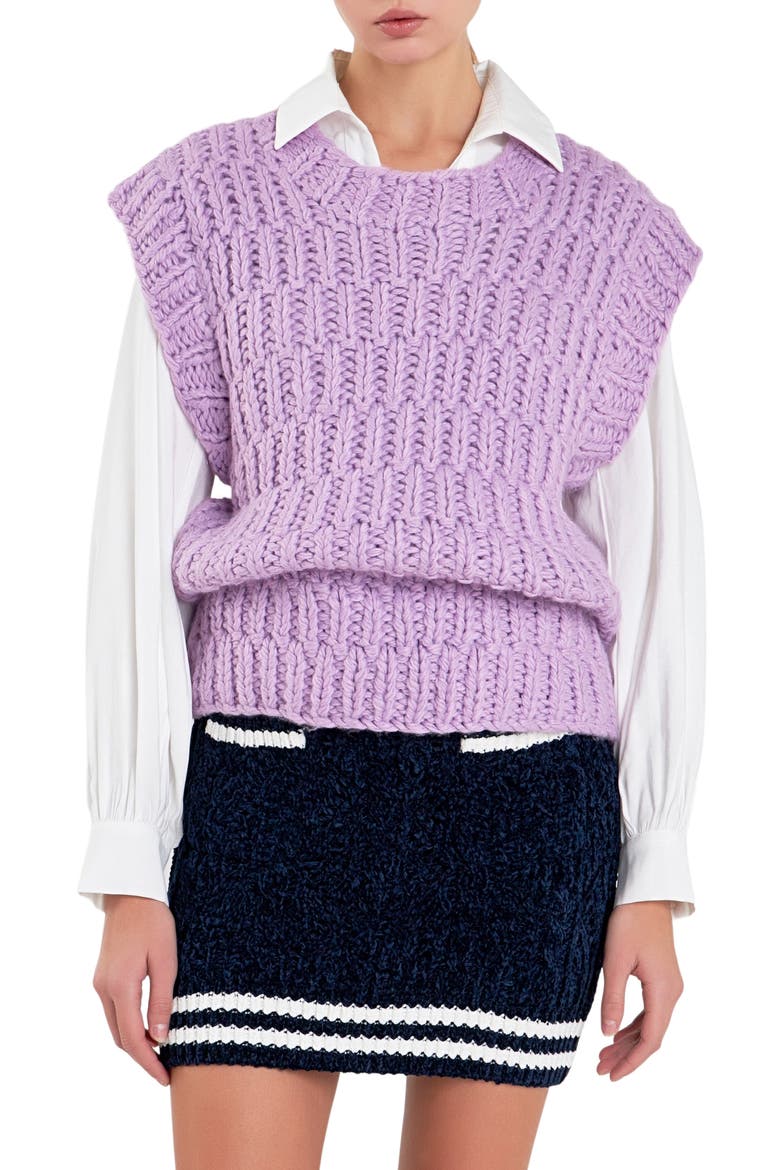 Chunky Cap Sleeve Sweater, Main, color, LILAC