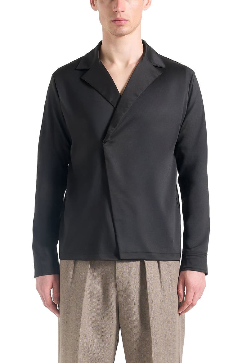 Alban Satin Double Breasted Shirt, Alternate, color, Black