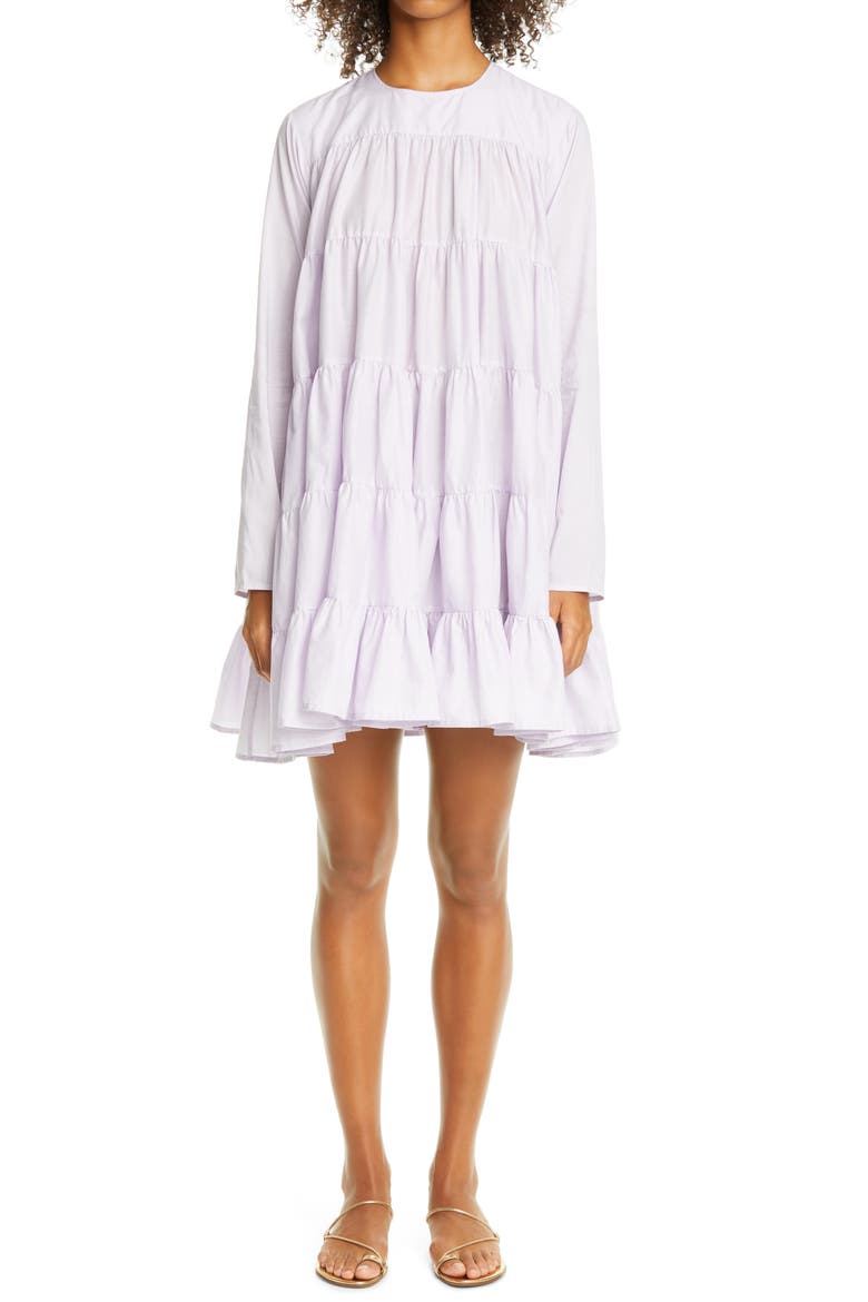 Soliman Tiered Long Sleeve Dress, Main, color, LAVENDER