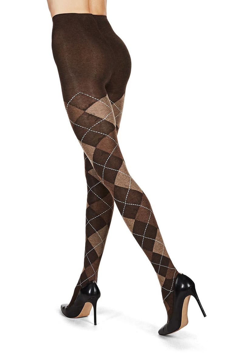 Argyle Sweater Tights, Alternate, color, BROWN HEATHER