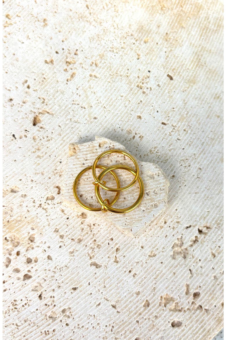 Set of 3 18K Gold Plated Linked Band Rings, Alternate, color, GOLD