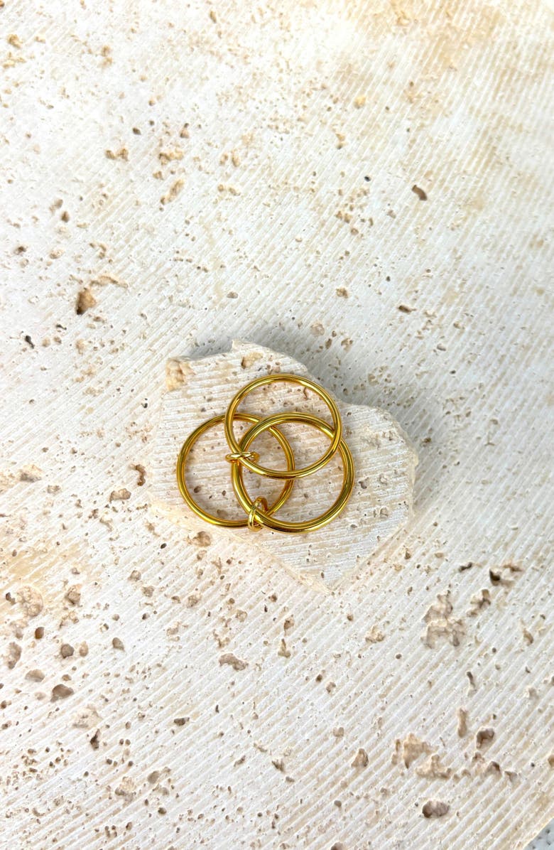 Adornia Set of 3 18K Gold Plated Linked Band Rings, Alternate, color, Gold