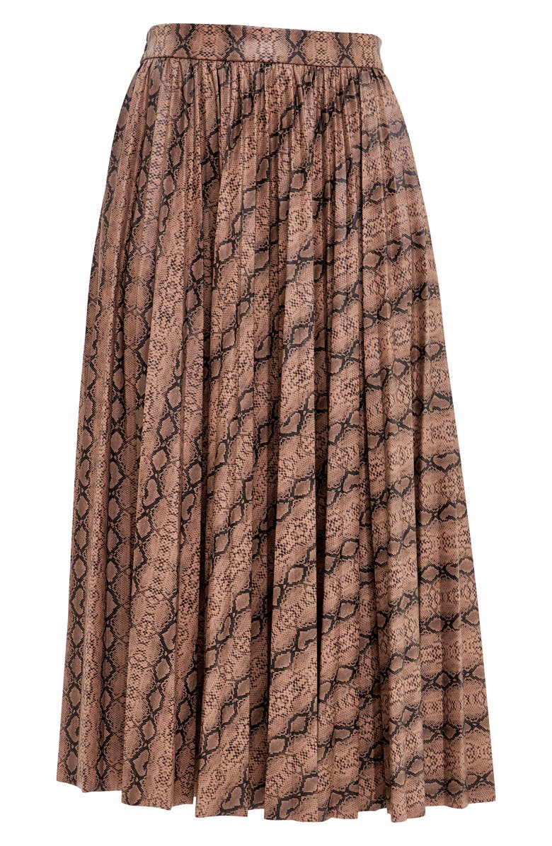 Endless Rose Snakeskin Print Pleated Midi Skirt, Alternate, color, 