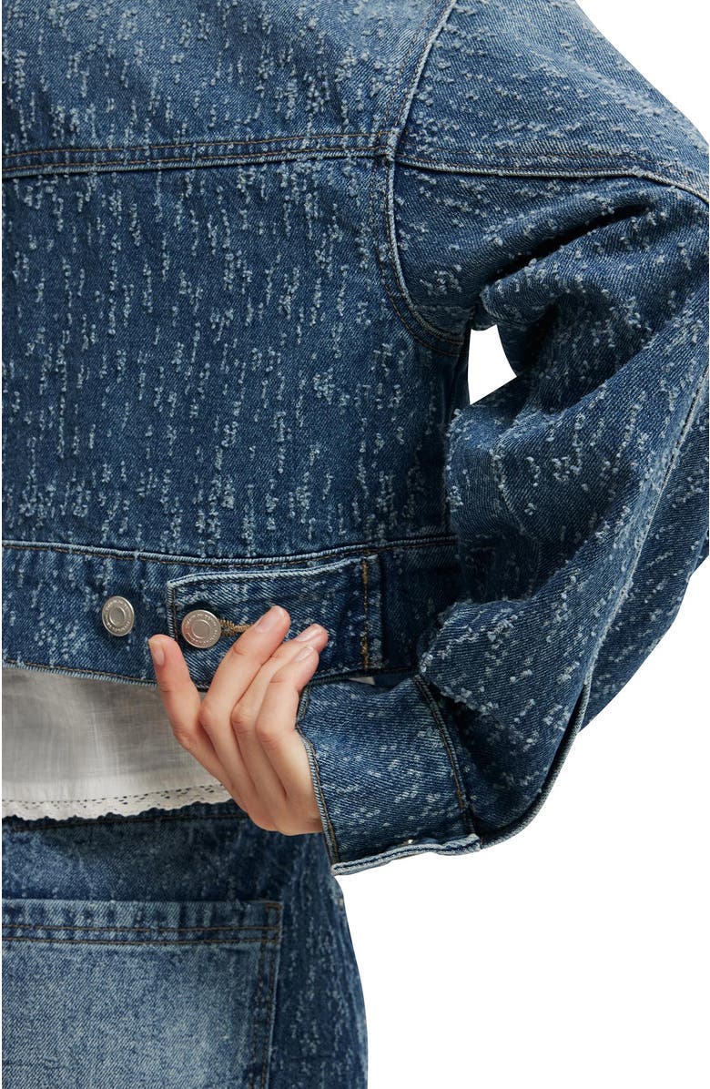 Cotton On Women's Cropped Denim Jacket, Alternate, color, Rail Blue Texture