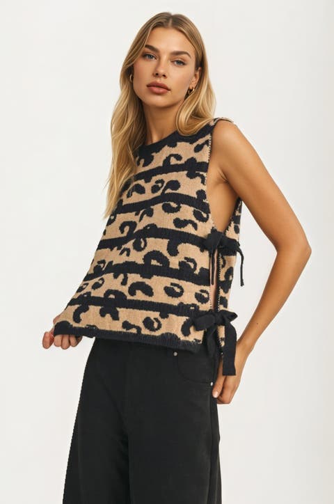 Sleeveless Side Tie Sweater Vest