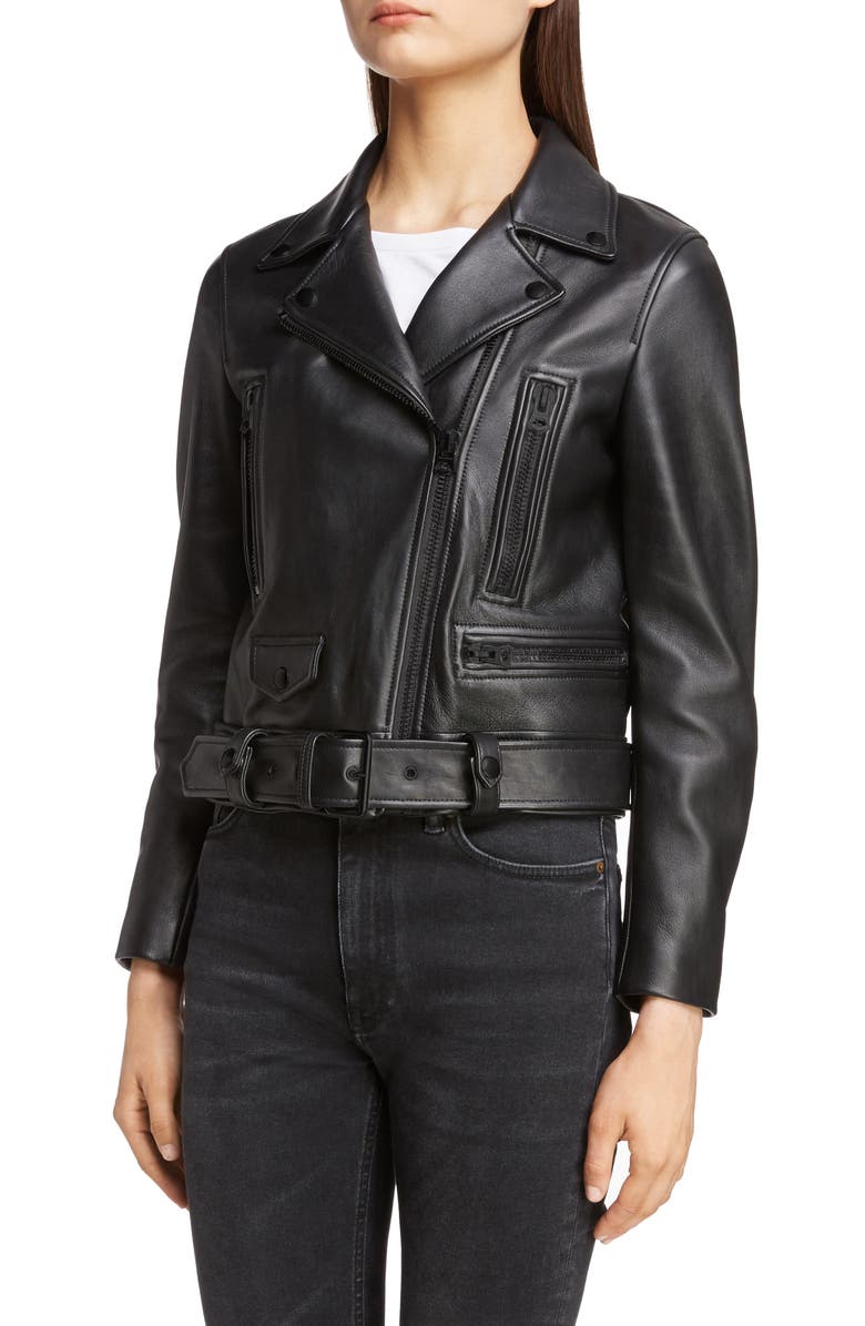 Acne Studios Mock Core Leather Moto Jacket, Alternate, color,