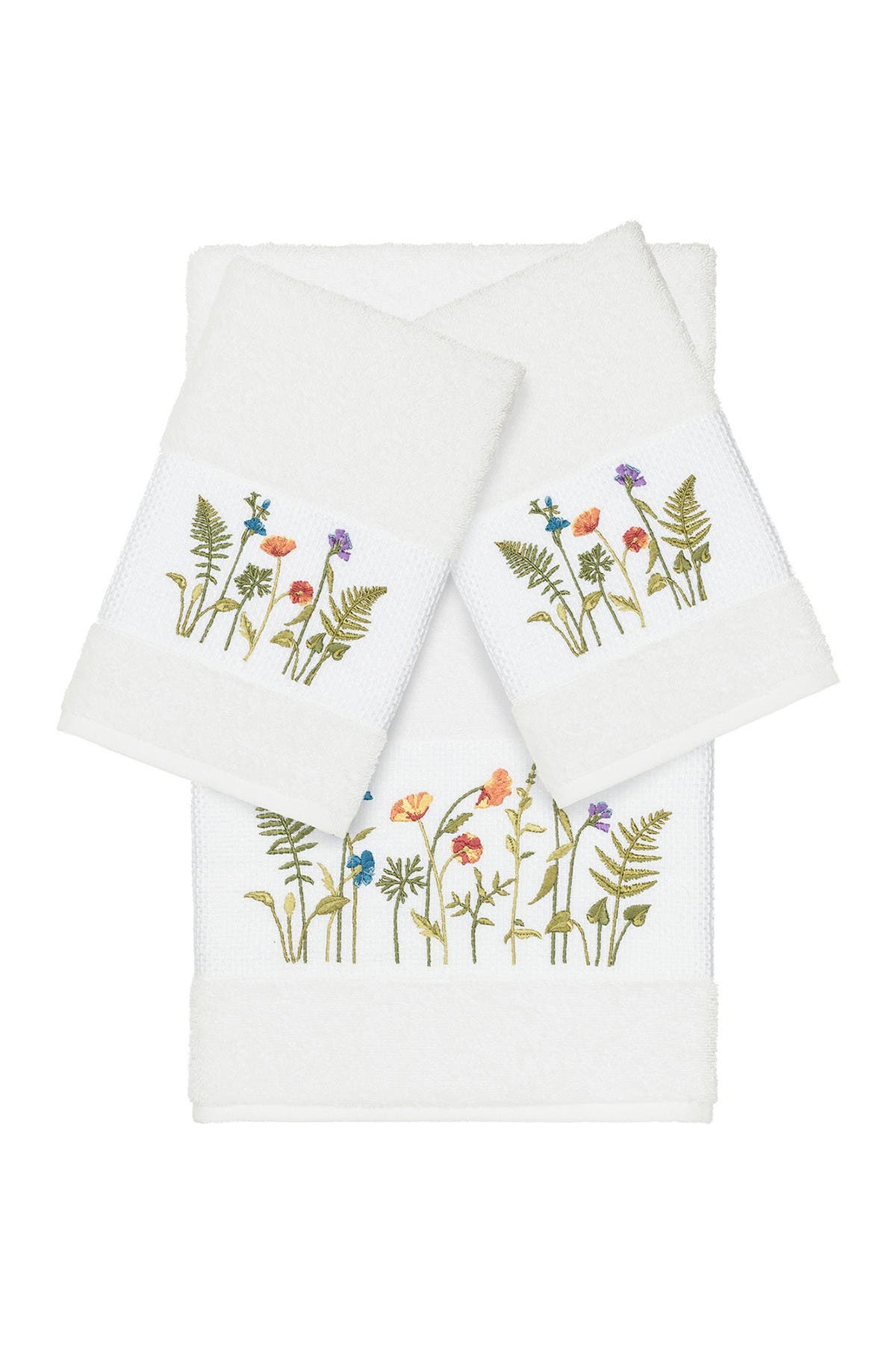 Linum Home Textiles Serenity 3-Piece Embellished Towel Set - White