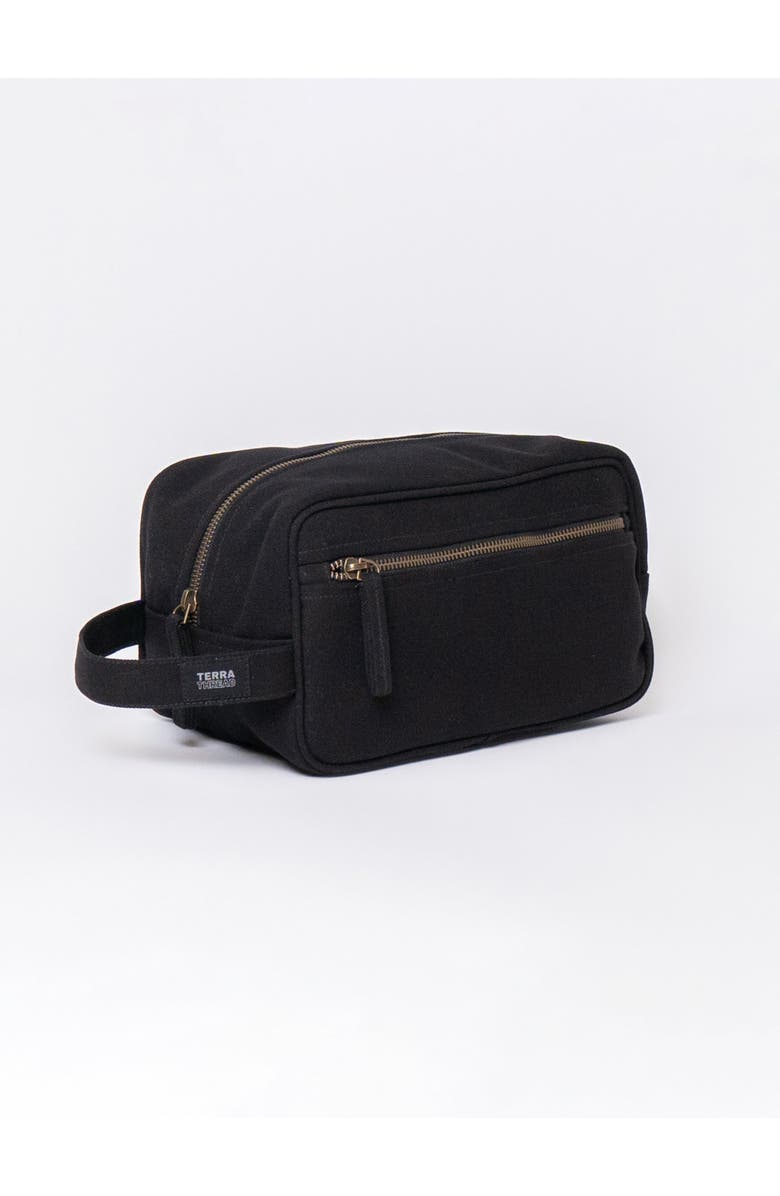 Terra Thread Organic Cotton Toiletry Bag, Alternate, color, Ivory Black