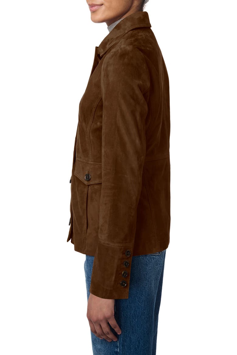 Suede Shirt Jacket, Alternate, color, CHESTNUT
