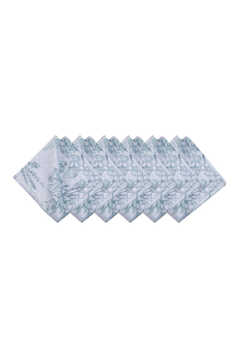 Cerulean Breeze Coastal Marine  Set of 6 Cloth Napkins, Main, color, Blue