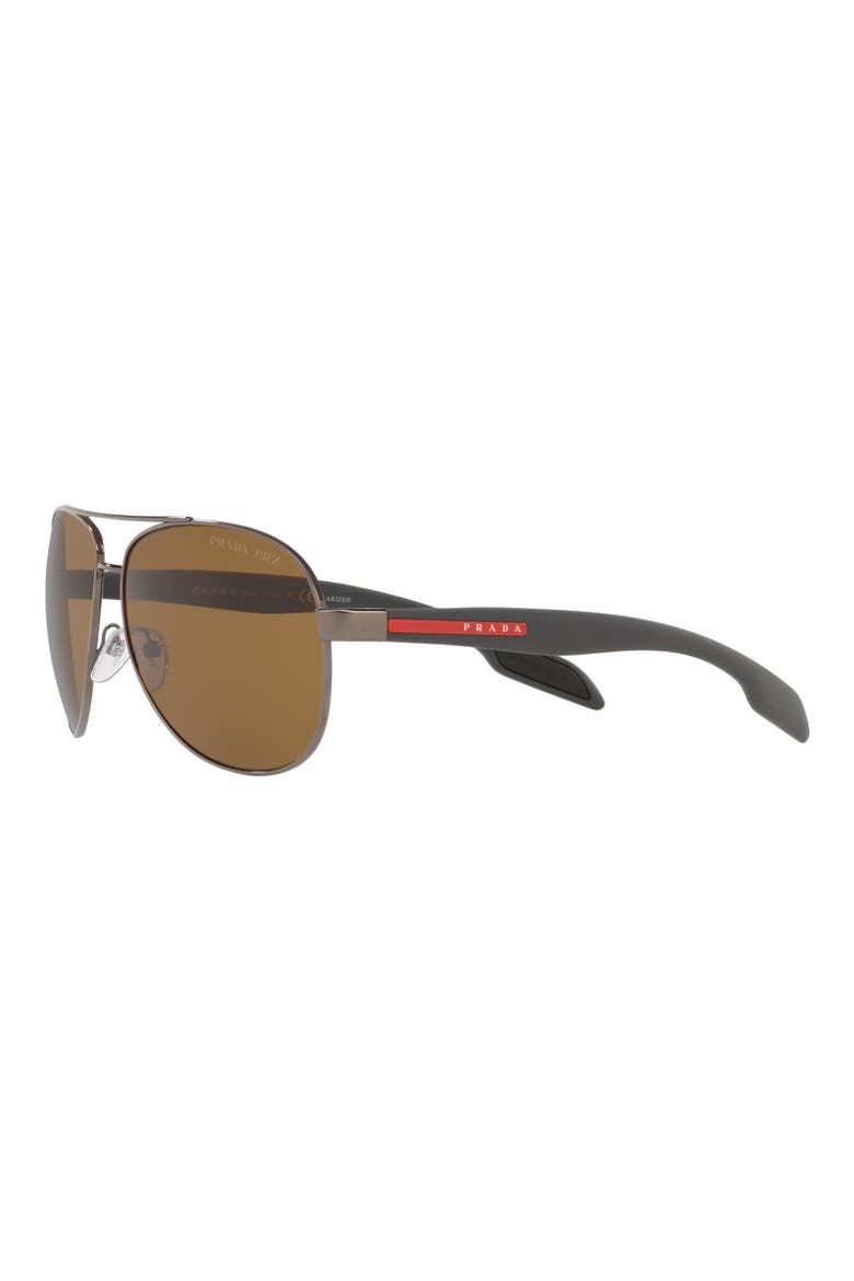 62mm Oversize Polarized Aviator Sunglasses, Alternate, color, GUNMETAL/ BROWN