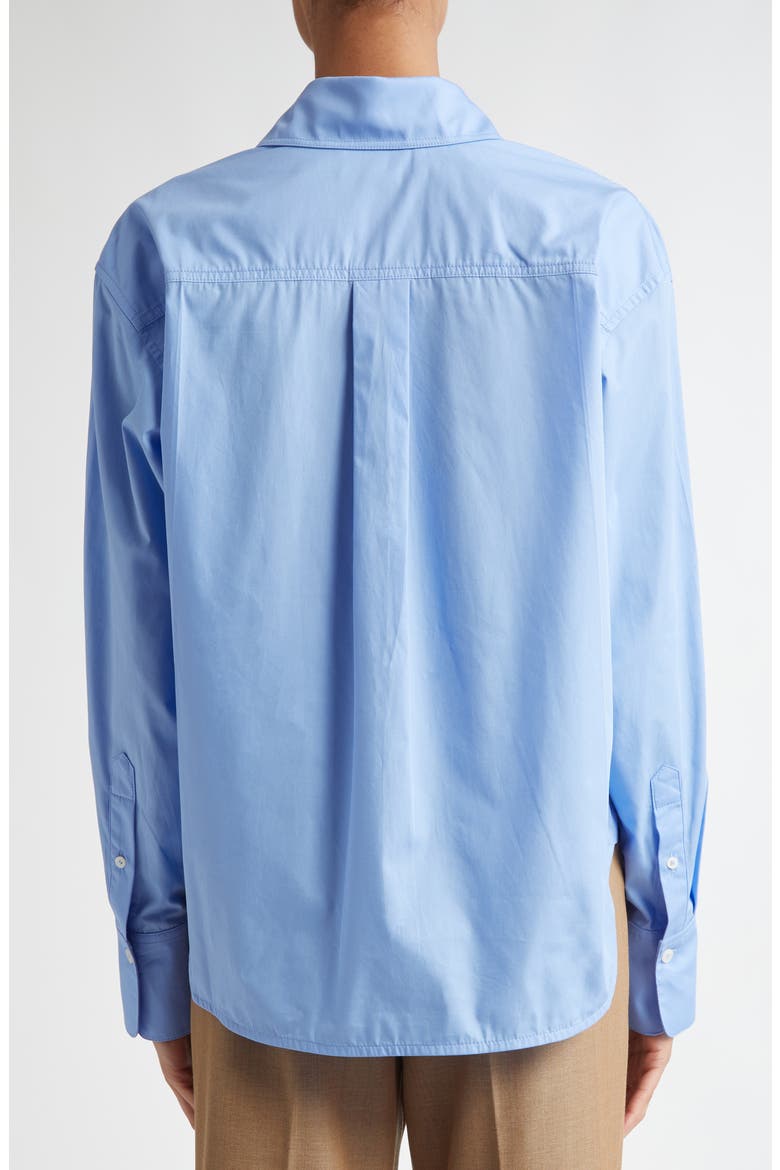 Crop Organic Cotton Poplin Button-Up Shirt, Alternate, color, OXFORD BLUE