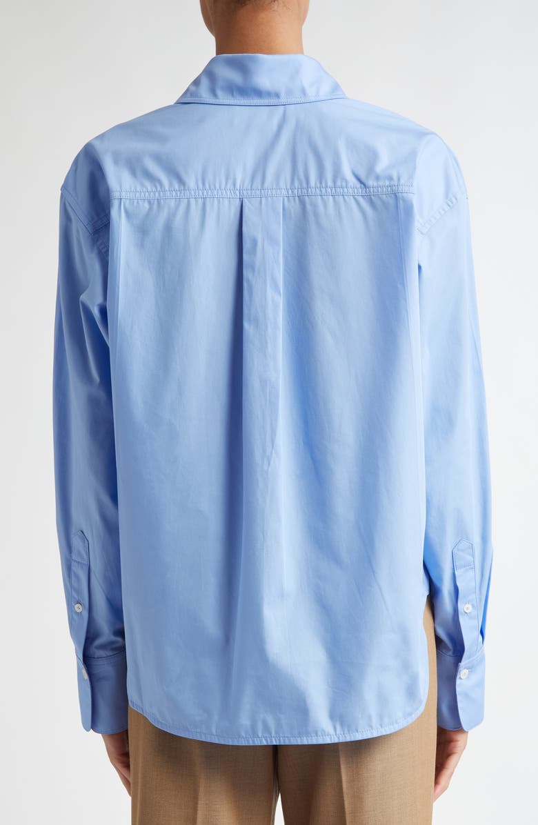 Victoria Beckham Crop Organic Cotton Poplin Button-Up Shirt, Alternate, color, Oxford Blue