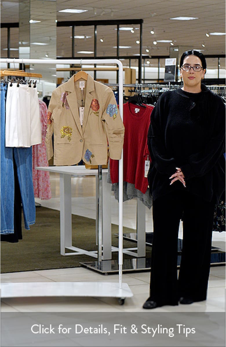 Beaded Floral Stretch Cotton Jacket, sales video thumbnail