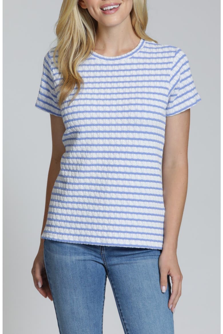 Stripe Textured Short Sleeve Top, Main, color, BLUEWHITE STRIPE