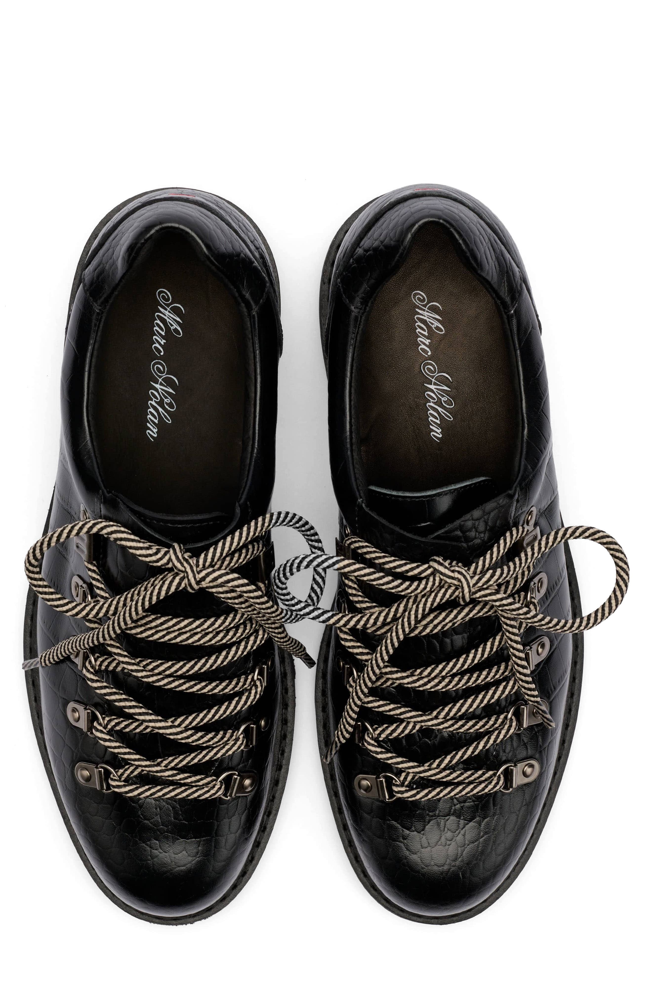 Summit Croc Embossed Leather Hiker Oxford, Alternate, color, BLACK CROC