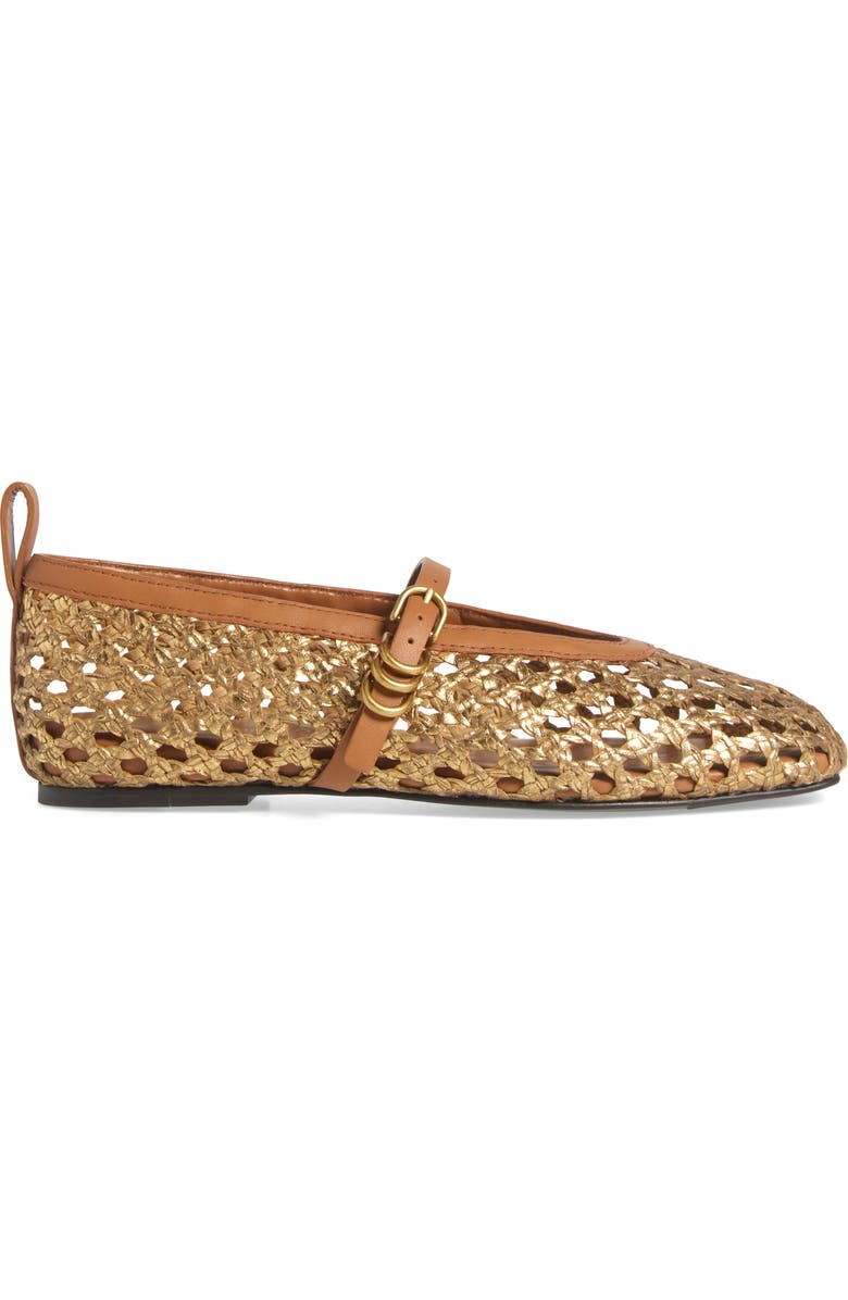 rag & bone Spire Woven Mary Jane Flat, Alternate, color, Gold Woven