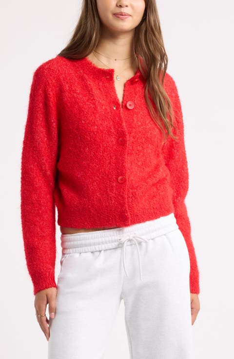 Bouclé Crewneck Cardigan