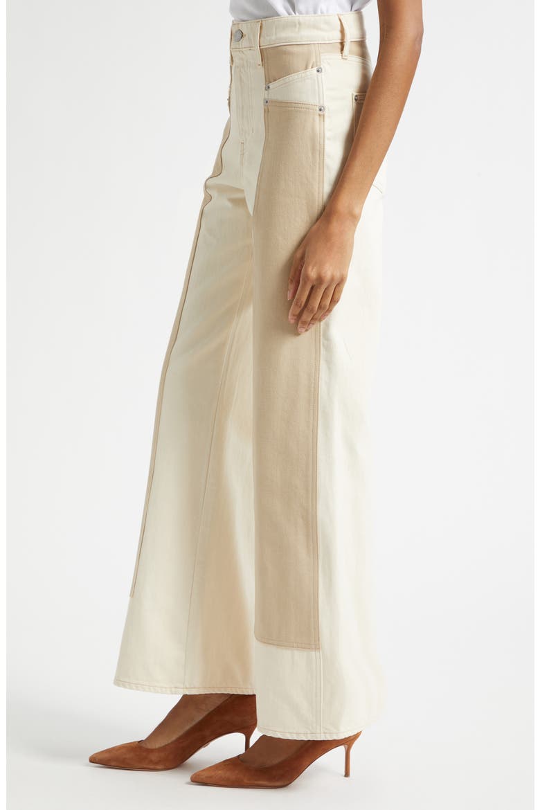 Taylor High Waist Colorblock Wide Leg Jeans, Alternate, color, ECRU STONE KHAKI