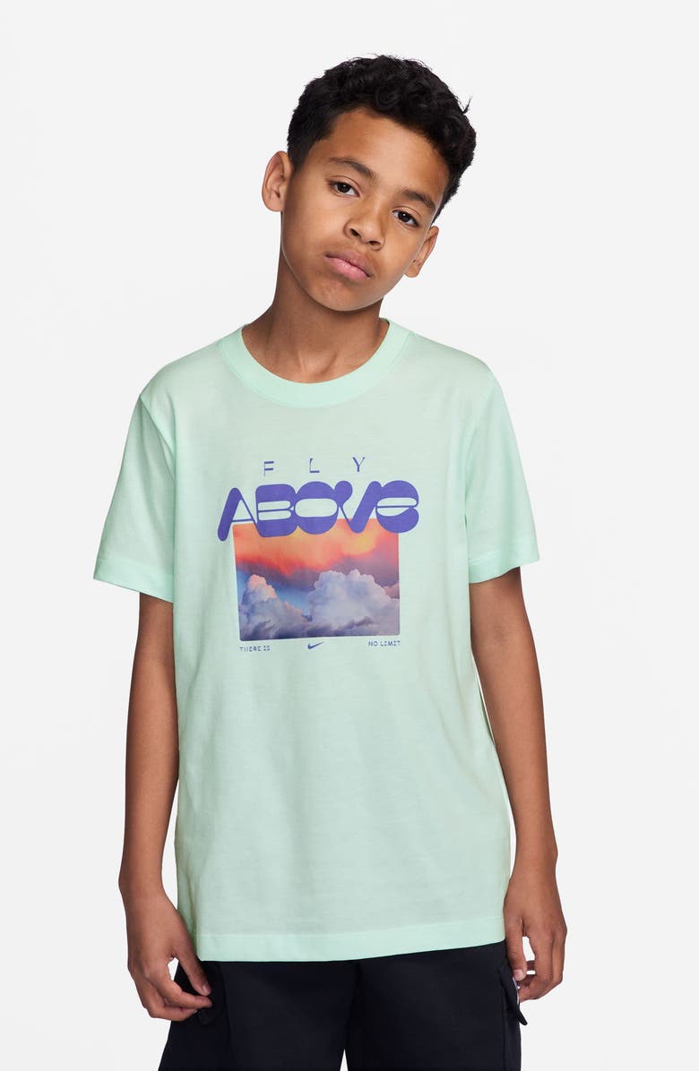 Nike Kids' Sportswear Fly Above Cotton Graphic T-Shirt, Main, color, Barely Green