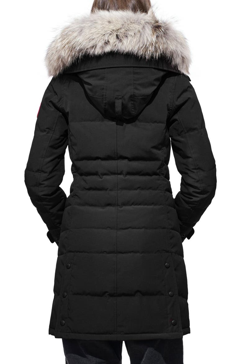 Lorette Fusion Fit Hooded Down Parka with Genuine Coyote Fur Trim, Alternate, color, BLACK
