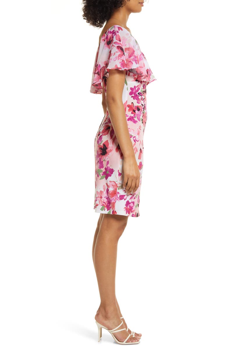 Connected Apparel Floral Cape Dress, Alternate, color,