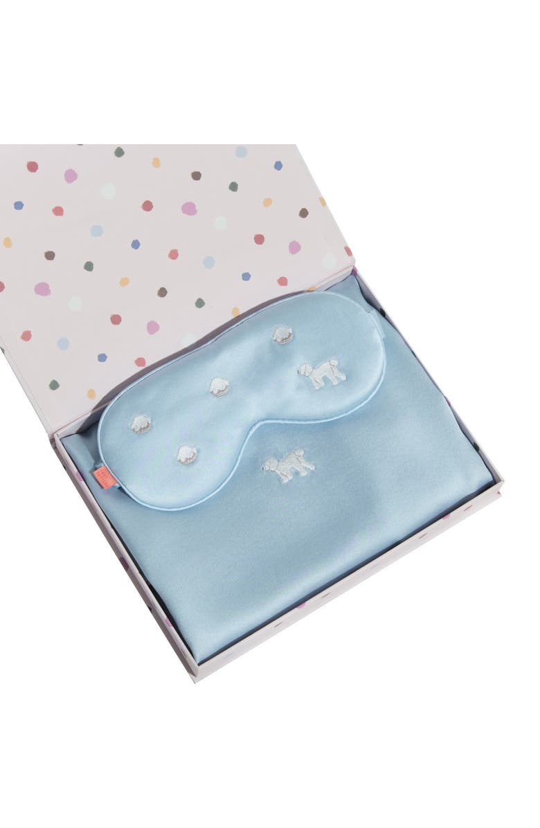 Lost Pattern Embroidered Satin Pillowcase & Sleep Mask Set, Alternate, color, Blue