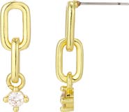 Adornia 14K Gold Plated Cubic Zirconia Paper Clip Link Drop Earrings