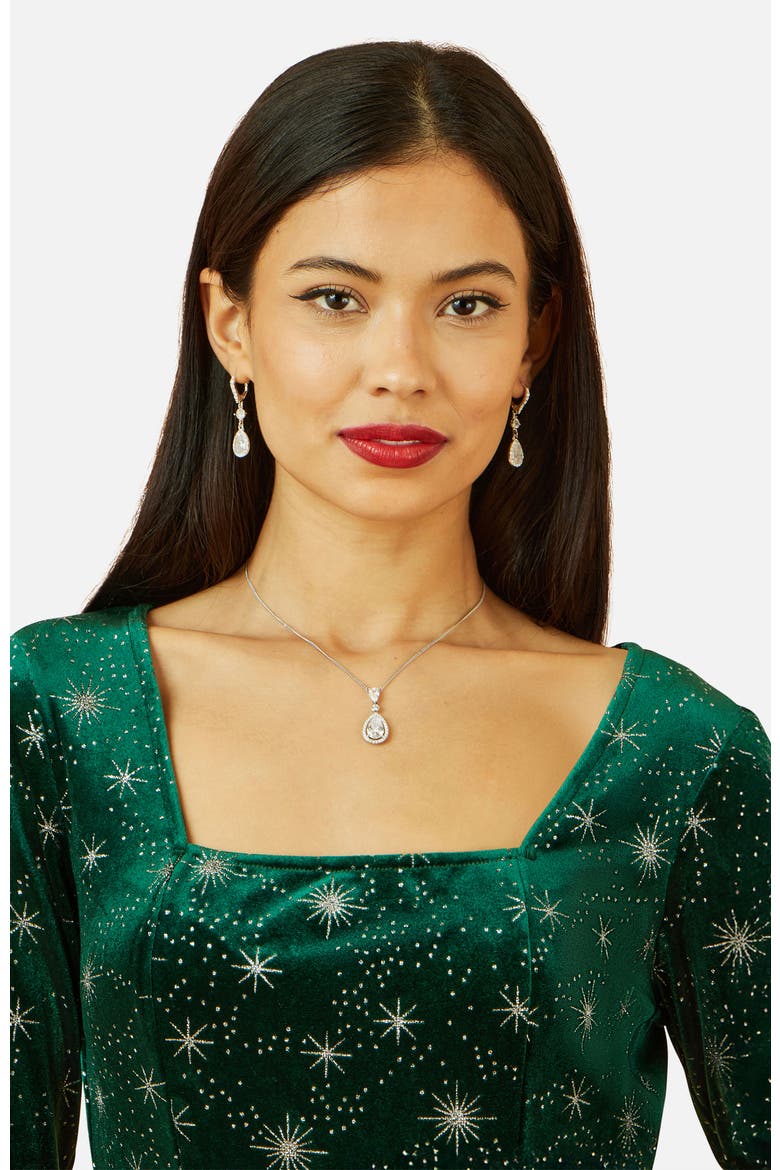 Starburst Foil Print Skater Dress, Alternate, color, Green