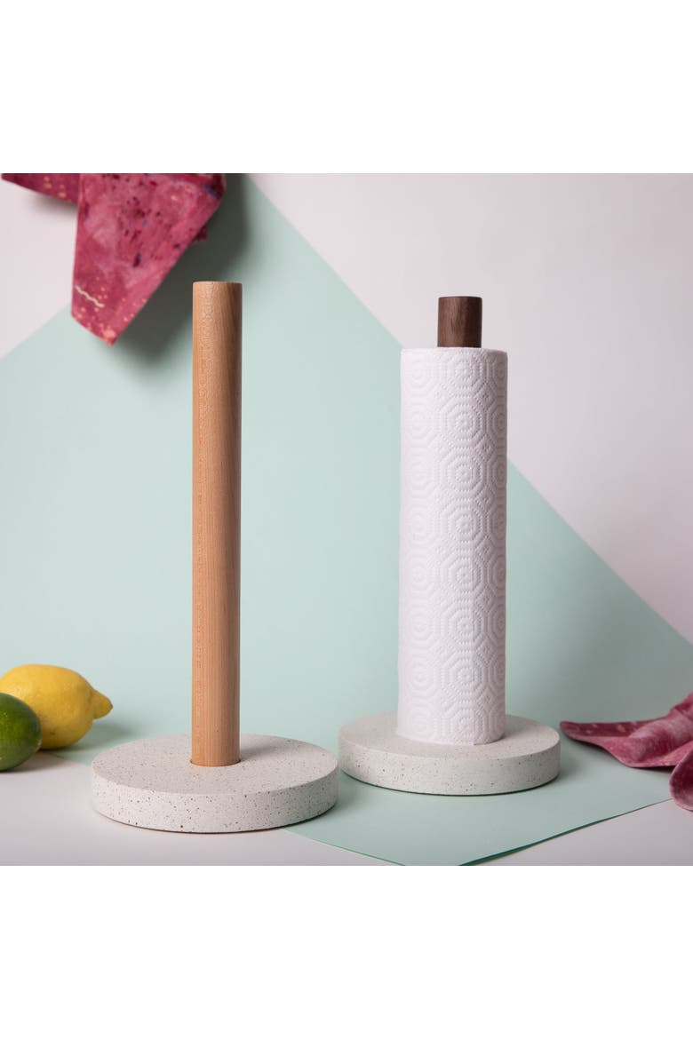 Paper Towel Holder, Alternate, color, White Terrazzo / Walnut