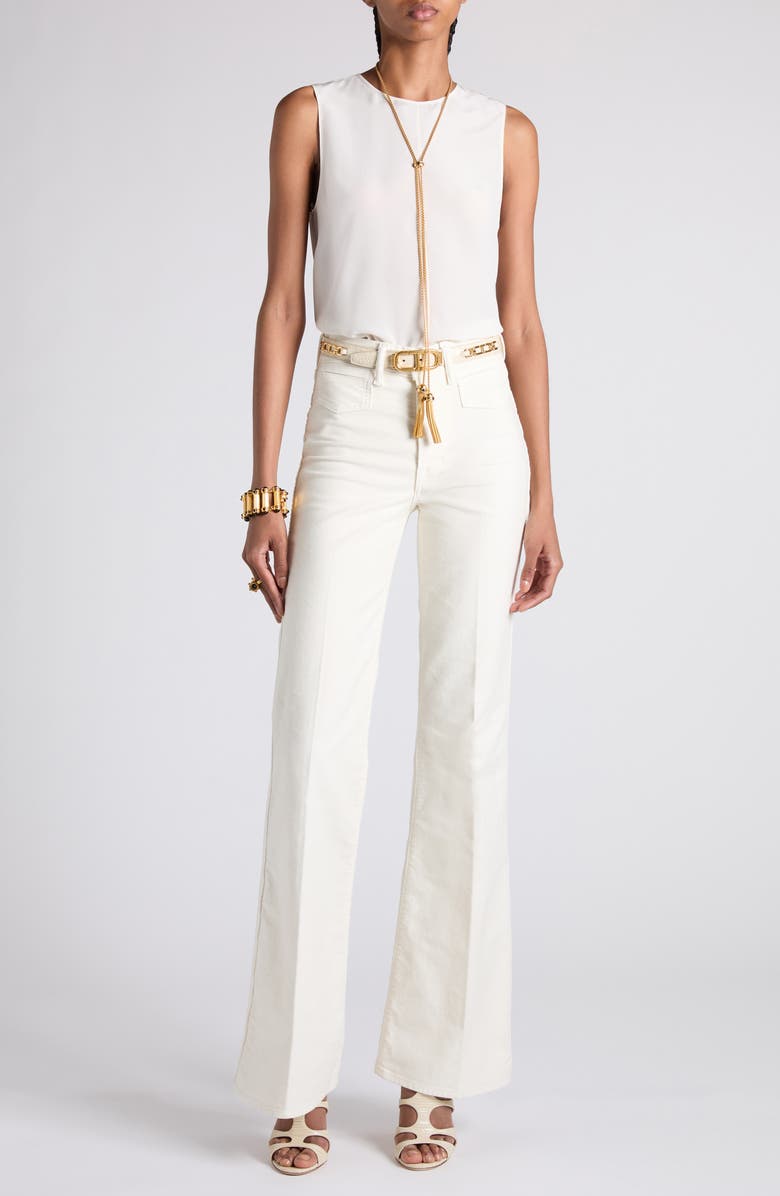 TOM FORD Moleskin Denim Flare Leg Pants, Alternate, color, Off White