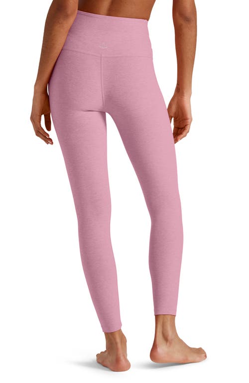 Beyond Yoga At Your Leisure Space Dye High Waist Midi Leggings In Pink Haze Heather