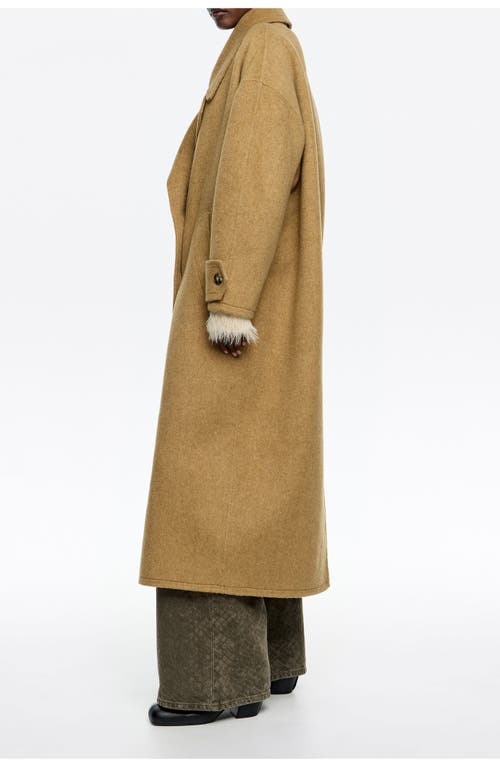 Bimba Y Lola Ocher Double-face Maxi Lapel Long Coat In Multi