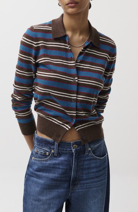 Lyvia Stripe Merino Wool Cardigan