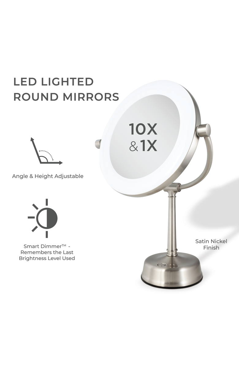 Zadro Lexington Lighted Makeup Mirror with 10X/1X Magnification, Alternate, color, Chrome