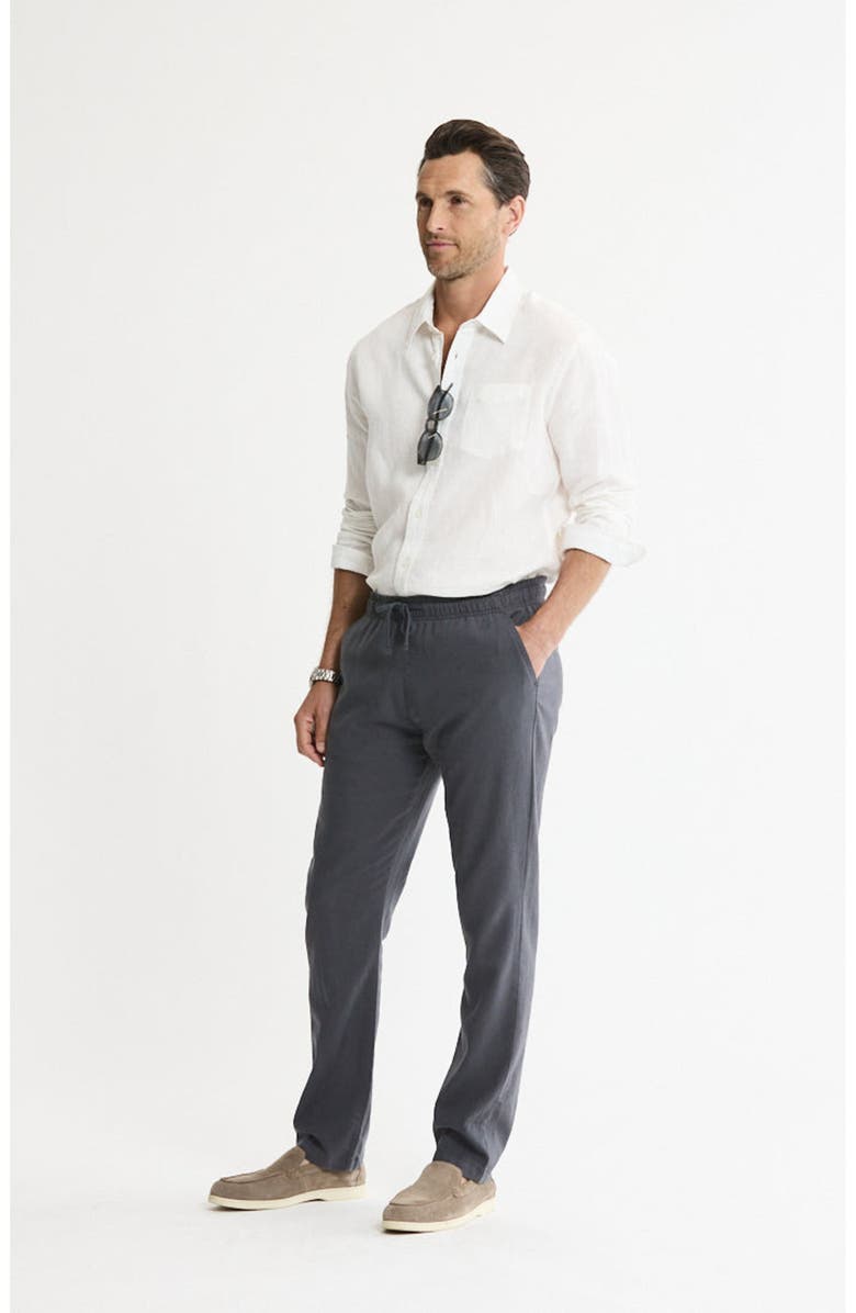 JACHS Linen Blend Drawstring Pants, Alternate, color, Asphalt