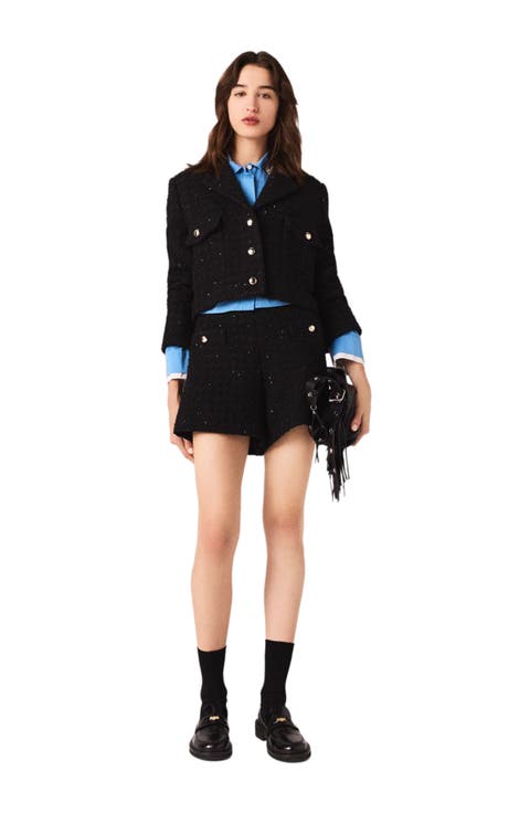 Short rhinestone tweed jacket