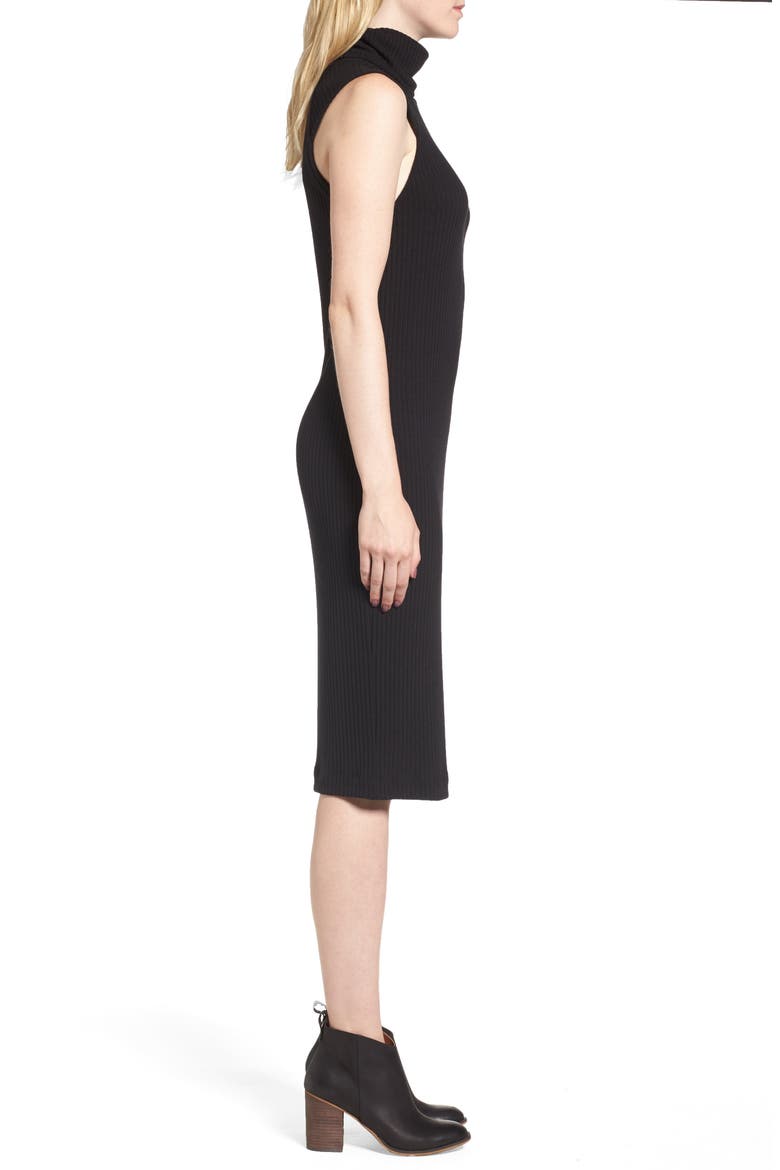 Sylvie Rib Knit Dress, Alternate, color, BLACK
