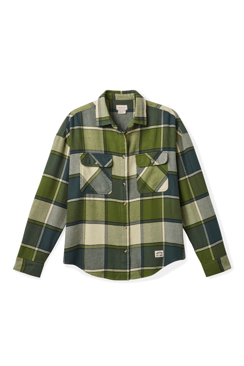 Bowery Plaid Flannel Button-Up Shirt, Main, color, BLUE MIRAGE/ DILL PLAID