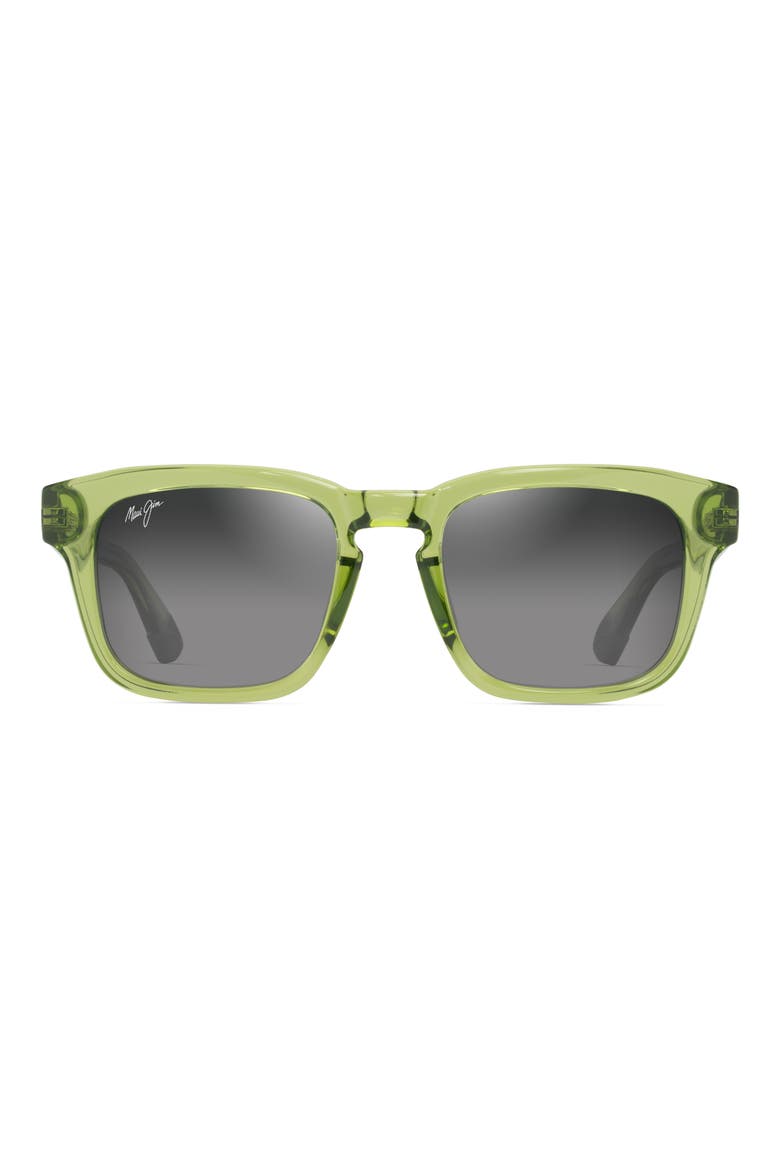 Maluhia 52mm Gradient PolarizedPlus2® Square Sunglasses, Main, color, SHINY TRANS GRASS GREEN