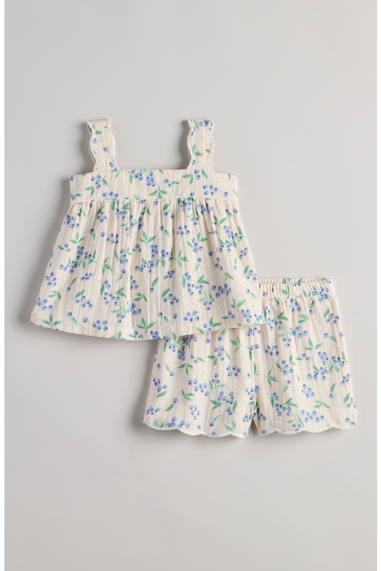Cotton Mixed Print Top & Shorts Set, Main, color, PINK HEAVEN BLUEBERRY FLORAL